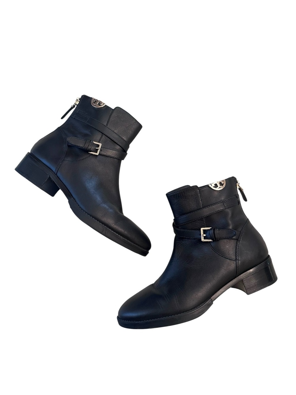 Tory Burch Sidney Ankle Boots Black Leather size 6
